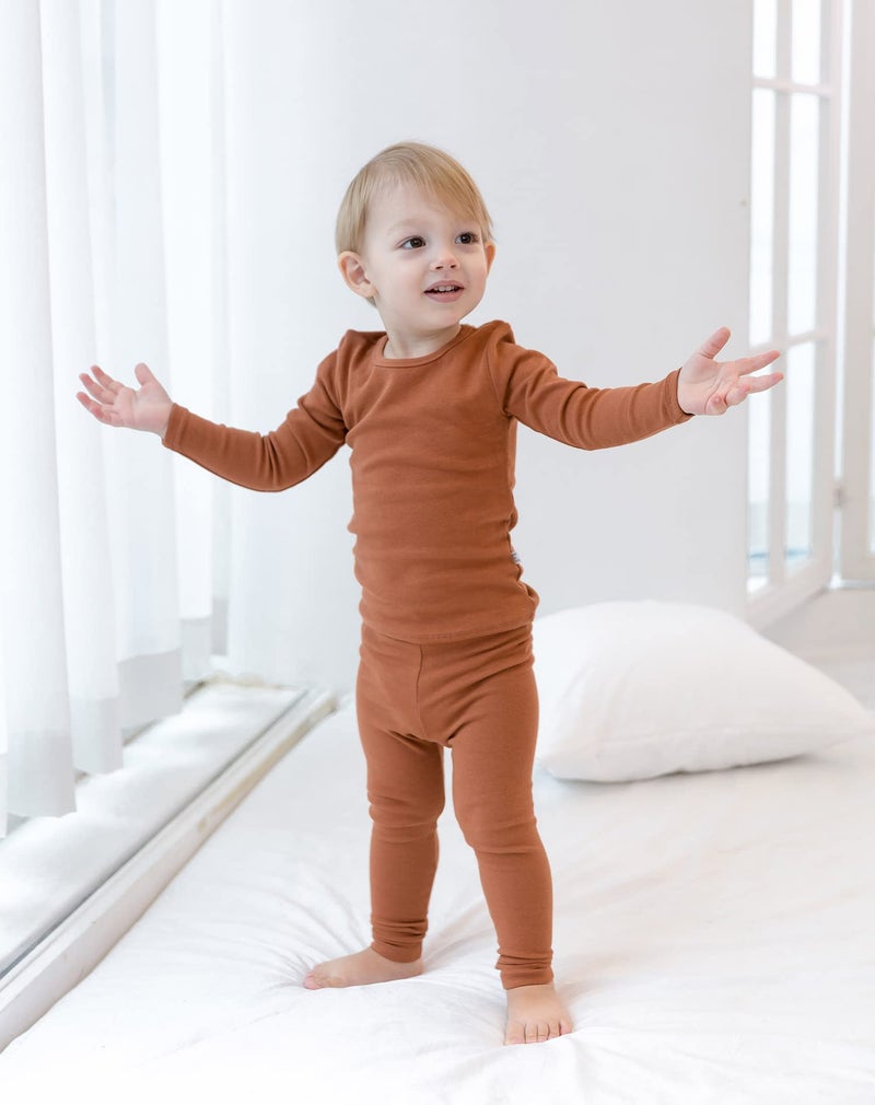 AVAUMA Baby Boys Girls Pajama Set Kids Toddler Snug fit Basic Cotton Sleepwear pjs for Daily (Camel-1 Large) - Image 5